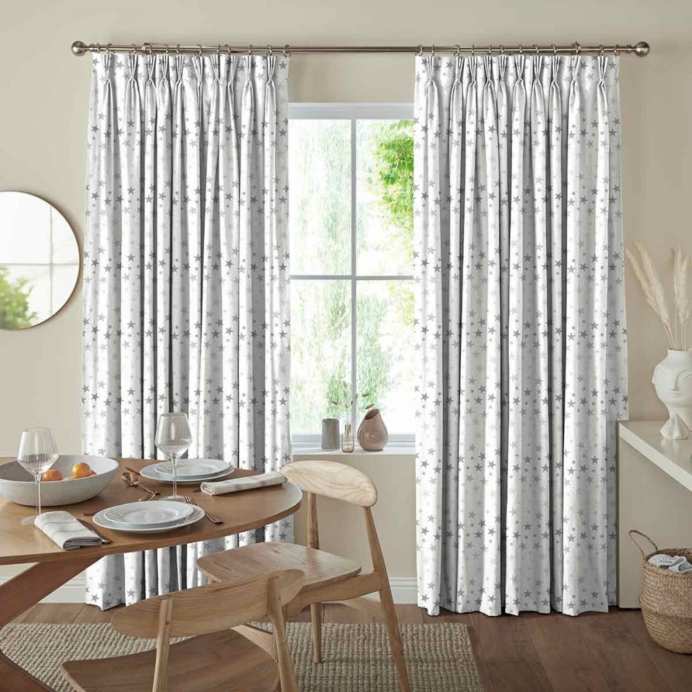 Twinkle Stars Silver Curtain