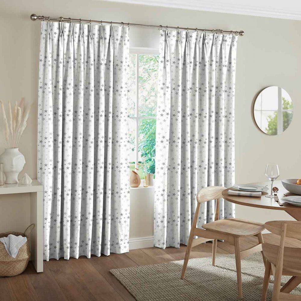 Twinkle Stars Silver Curtain