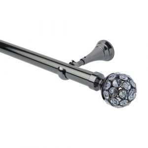 Neo Style 28mm Jewelled Ball Black Nickel Metal Eyelet Pole Set