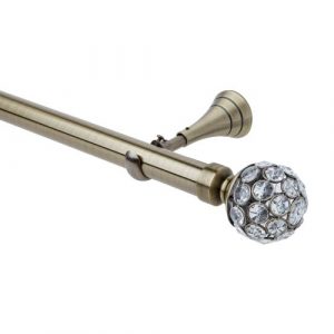 Neo Style 28mm Jewelled Ball Spun Brass Metal Eyelet Pole Set