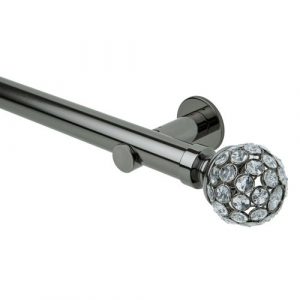 Neo Style 35mm Jewelled Ball Black Nickel Metal Eyelet Pole Set