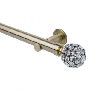 Neo Style 35mm Jewelled Ball Spun Brass Metal Eyelet Pole Set