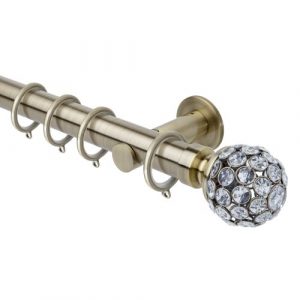 Neo Style 35mm Jewelled Ball Spun Brass Complete Metal Pole Set