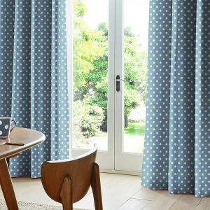 Button Spot Blue Curtain