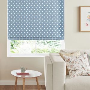 Button Spot Blue Roman Blind