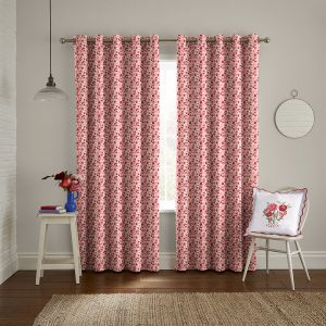 Marble Hearts Ditsy Red Curtain