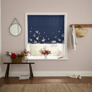 Spitalfields Border Navy Roman Blind