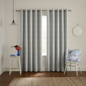 Wiggle Rose Blue Curtain