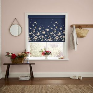 Spitalfields Border Navy Roller Blinds