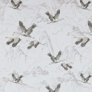 Animalia Embroidered Silver Curtain