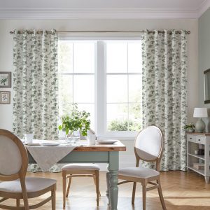 Autumn Leaves Sage Green Curtain