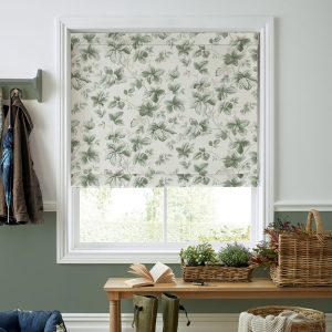 Autumn Leaves Sage Green Roman Blind