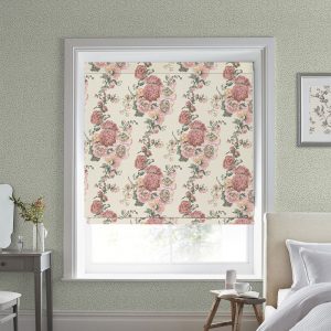 Hollyhocks Coral Pink Roman Blind