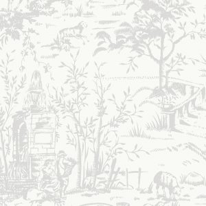 Toile De Jouy Silver Curtain