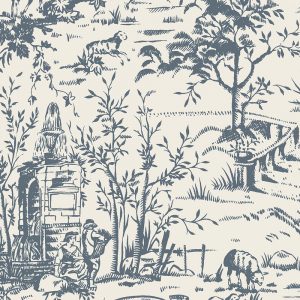 Toile De Jouy Midnight Curtain