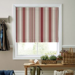 Awning Stripe Crimson Roman Blind