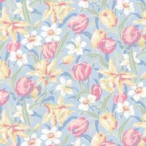 Tulips China Blue Curtain