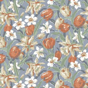 Tulips Dusky Seaspray Curtain