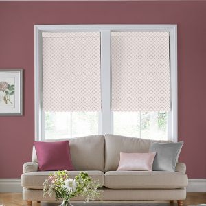 Wickerwork Coral Pink Roman Blind