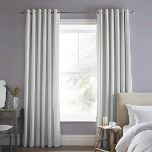 Candy Stripe Dove Grey Curtain