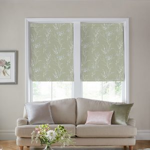 Pussy Willow Moss Green Roman Blind