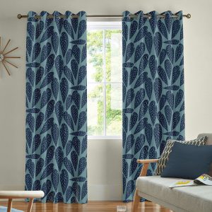 Tropics Blue Leaf Curtain