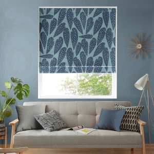 Tropics Blue Leaf Roman Blind