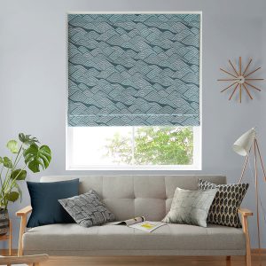 Frontier Blue Green Roman Blind