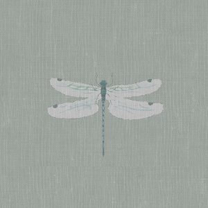 Dragonfly Grey Blue Curtain