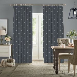 Elephant Deep Navy Curtain