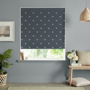 Elephant Deep Navy Roman Blind