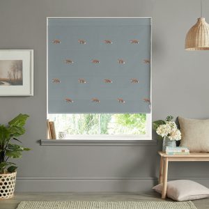 Foxes  Teal Roman Blind