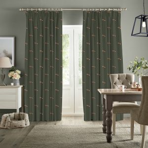 Foxes Forest Green Curtain