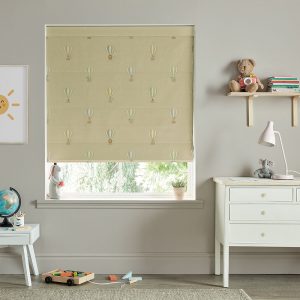 Bears & Balloons Pale Rust Gold Roman Blind