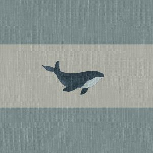 Whale Stripe Deep Duckegg Curtain