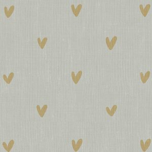 Hearts Soft Mustard Curtain