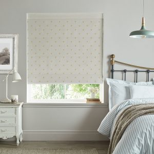 Hearts Soft Mustard Roman Blind