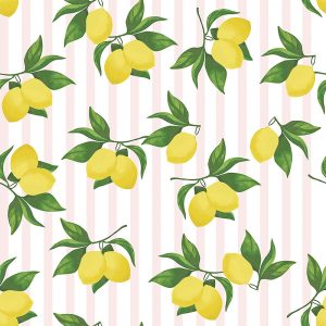 Summer Lemon Pink Curtain