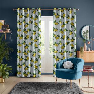 Summer Lemon Sky Curtain