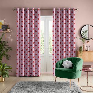 Hearts Pink Curtain