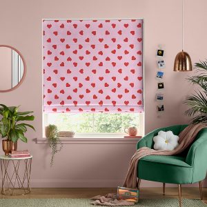 Hearts Pink Roman Blind