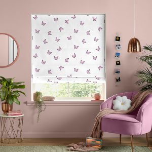 Butterfly Pink Roman Blind