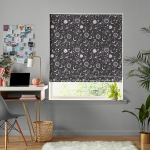 Marble Celestial Black & Pink Roman Blind