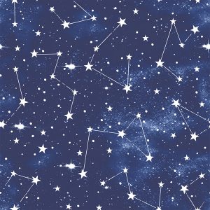 Star Print Blue Curtain