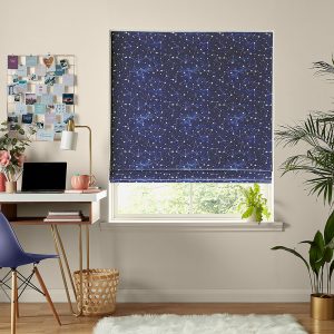 Star Print Blue Roman Blind