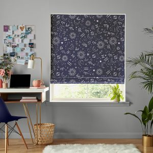 Zodiac Navy & Pink Roman Blind