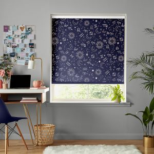 Zodiac Navy & Pink Roller Blinds