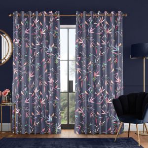 Bamboo Smokey Blue Curtain