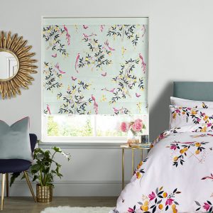 Birds & Trellis Duckegg Roman Blind