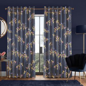 Birds & Gate Deep Navy Curtain